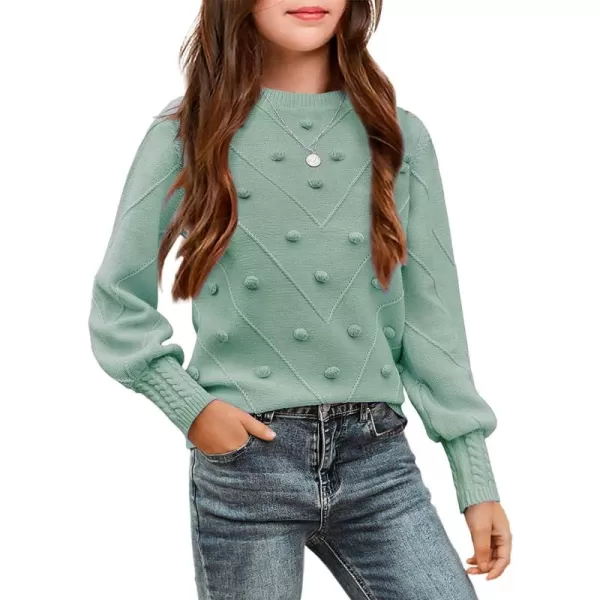 Arshiner Kid Girls Crew Neck Lantern Sleeve Sweater Cute Jumper Top Pullover Outwear 5-13 Years