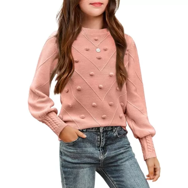 Arshiner Kid Girls Crew Neck Lantern Sleeve Sweater Cute Jumper Top Pullover Outwear 5-13 Years