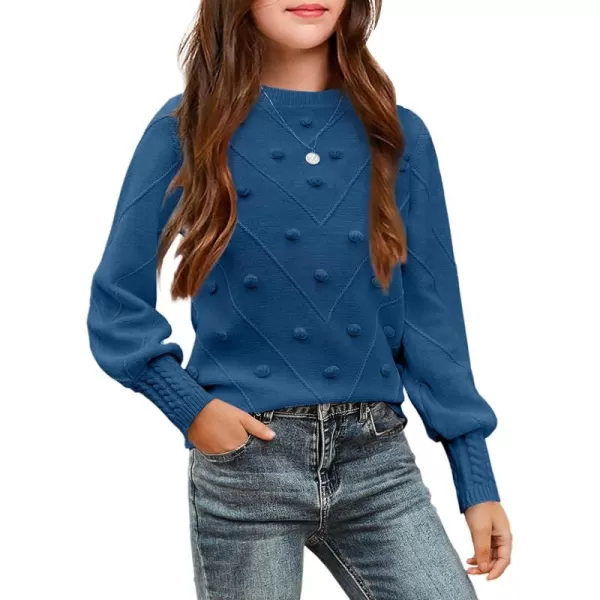 Arshiner Kid Girls Crew Neck Lantern Sleeve Sweater Cute Jumper Top Pullover Outwear 5-13 Years