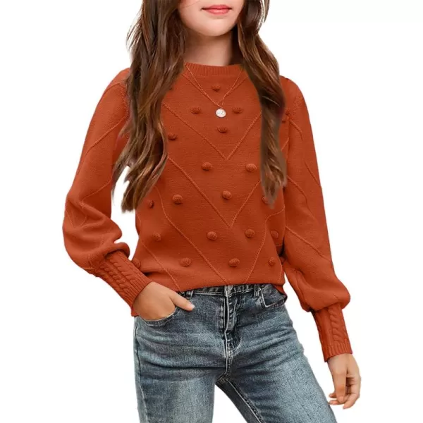 Arshiner Kid Girls Crew Neck Lantern Sleeve Sweater Cute Jumper Top Pullover Outwear 5-13 Years