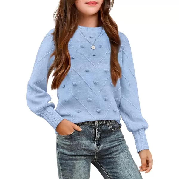 Arshiner Kid Girls Crew Neck Lantern Sleeve Sweater Cute Jumper Top Pullover Outwear 5-13 Years