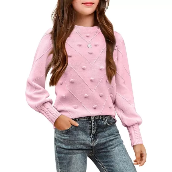 Arshiner Kid Girls Crew Neck Lantern Sleeve Sweater Cute Jumper Top Pullover Outwear 5-13 Years