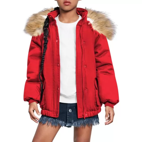 Arshiner Kids Girls Winter Coats Warm Thick Padded Hooded Fleece Lined Puffer Parka Jacket