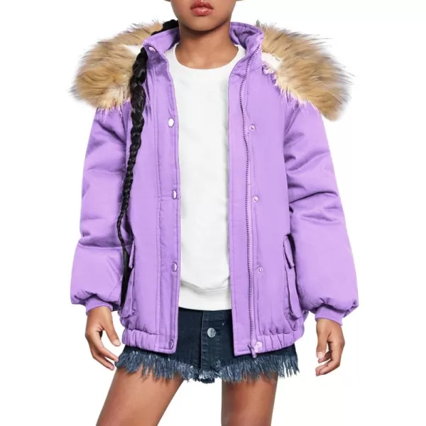 Arshiner Kids Girls Winter Coats Warm Thick Padded Hooded Fleece Lined Puffer Parka Jacket