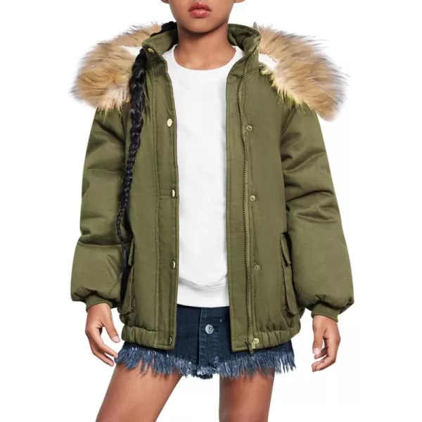 Arshiner Kids Girls Winter Coats Warm Thick Padded Hooded Fleece Lined Puffer Parka Jacket