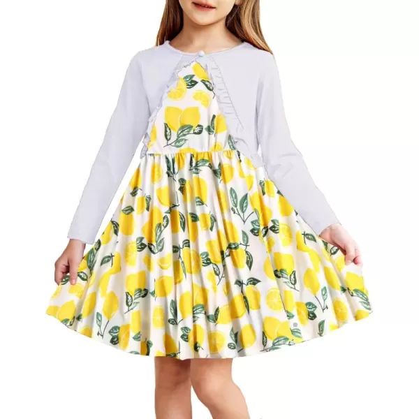 Arshiner Toddler Dress and Cardigan Girl Floral Print Sleeveless Sundress and Long Sleeve Shrugs Sets