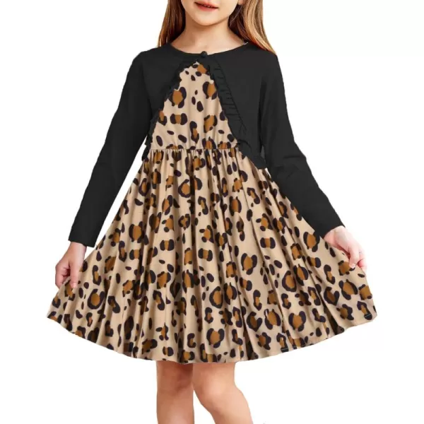 Arshiner Toddler Dress and Cardigan Girl Floral Print Sleeveless Sundress and Long Sleeve Shrugs Sets