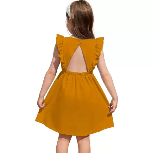 Arshiner Toddler Girls Dresses Ruffle Sleeve Dress for Girl Baby Summer Backless Dresses 2-6T