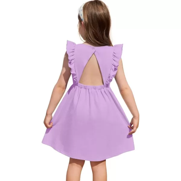 Arshiner Toddler Girls Dresses Ruffle Sleeve Dress for Girl Baby Summer Backless Dresses 2-6T