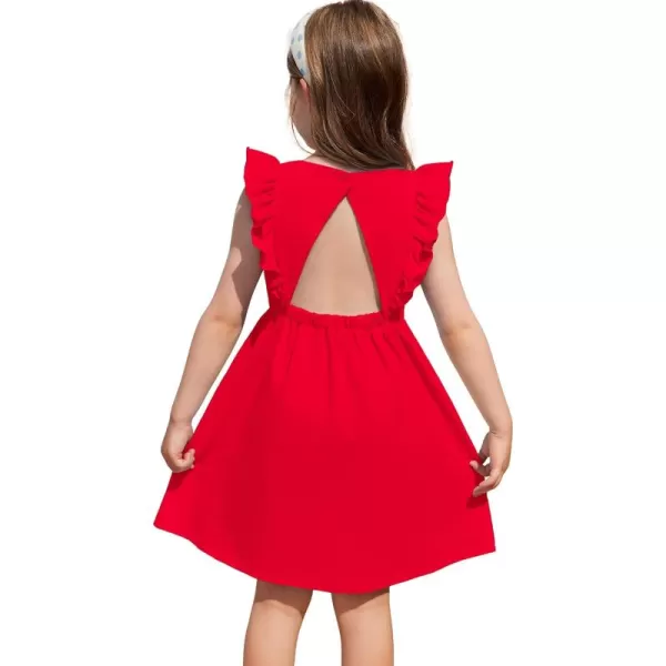 Arshiner Toddler Girls Dresses Ruffle Sleeve Dress for Girl Baby Summer Backless Dresses 2-6T