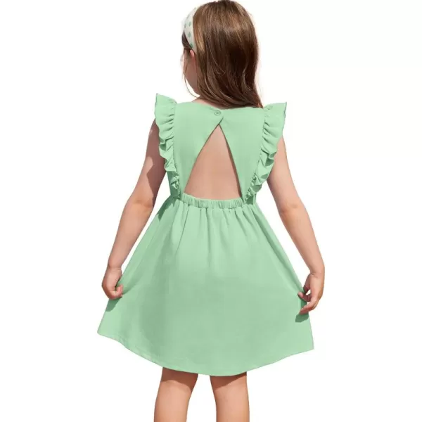 Arshiner Toddler Girls Dresses Ruffle Sleeve Dress for Girl Baby Summer Backless Dresses 2-6T
