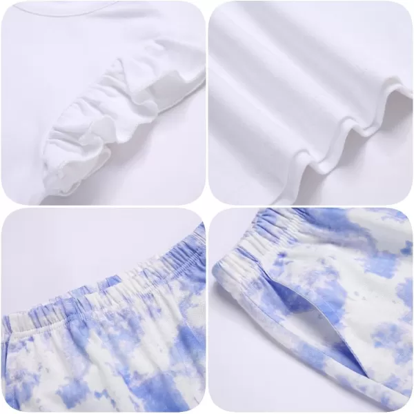 Arshiner 2 Piece Girl Clothes Outfits Spring Summer Ruffle Trim Tank Top Shirts and Pant Set with Pockets