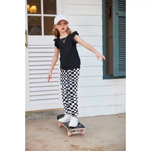 Arshiner 2 Piece Girl Clothes Outfits Spring Summer Ruffle Trim Tank Top Shirts and Pant Set with Pockets