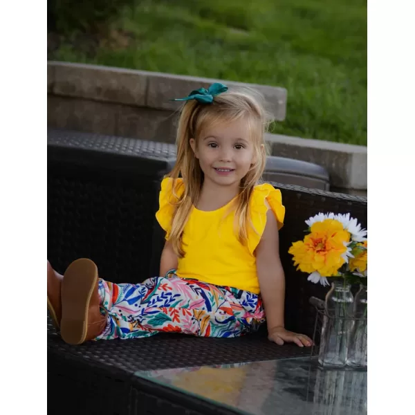 Arshiner 2 Piece Girl Clothes Outfits Spring Summer Ruffle Trim Tank Top Shirts and Pant Set with Pockets