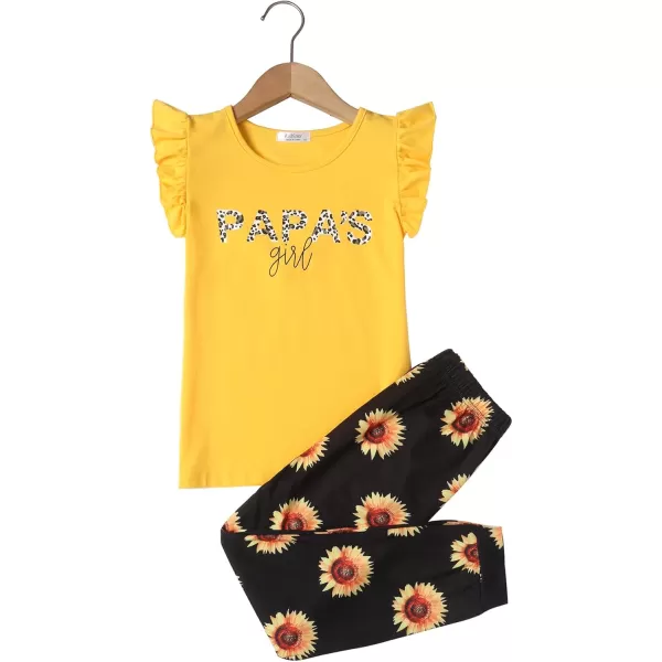 Arshiner 2 Piece Girl Clothes Outfits Spring Summer Ruffle Trim Tank Top Shirts and Pant Set with Pockets