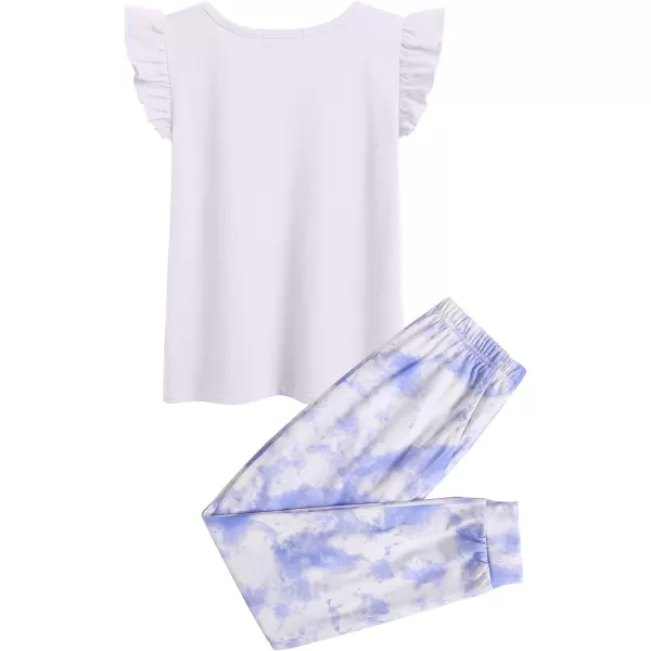 Arshiner 2 Piece Girl Clothes Outfits Spring Summer Ruffle Trim Tank Top Shirts and Pant Set with Pockets