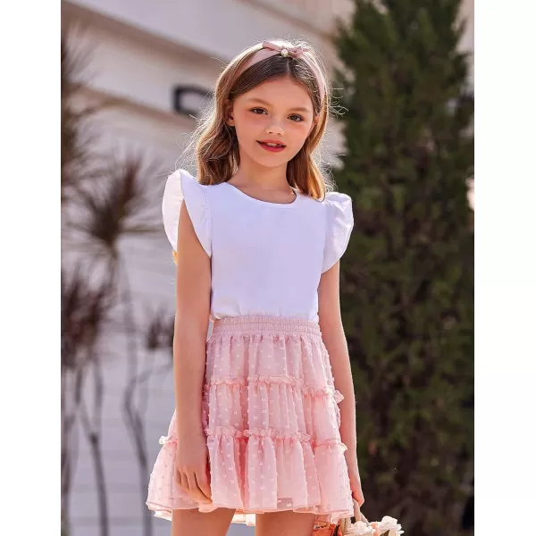 Arshiner 2 Piece Girl Clothes Outfits Spring Summer Ruffle Trim Tank Top Shirts and Pant Set with Pockets