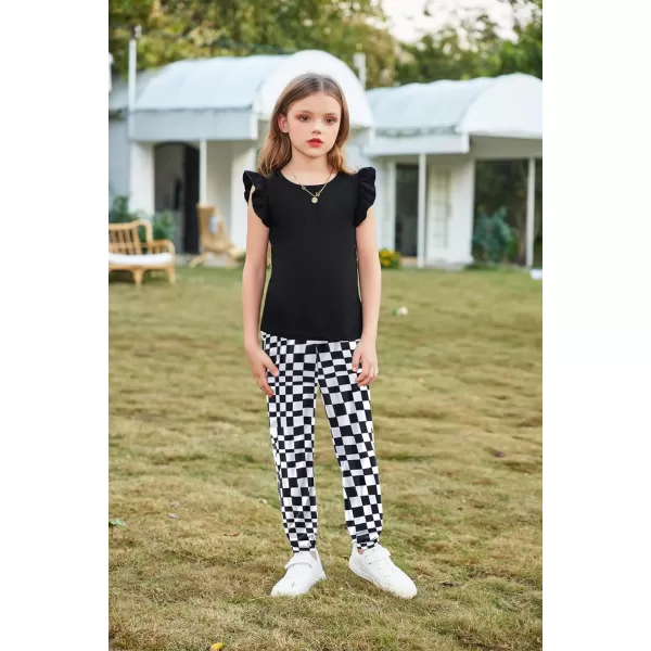 Arshiner 2 Piece Girl Clothes Outfits Spring Summer Ruffle Trim Tank Top Shirts and Pant Set with Pockets