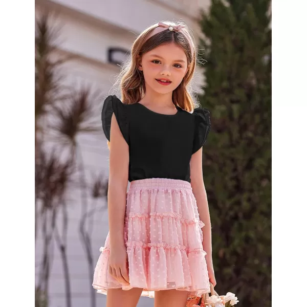 Arshiner 2 Piece Girl Clothes Outfits Spring Summer Ruffle Trim Tank Top Shirts and Pant Set with Pockets