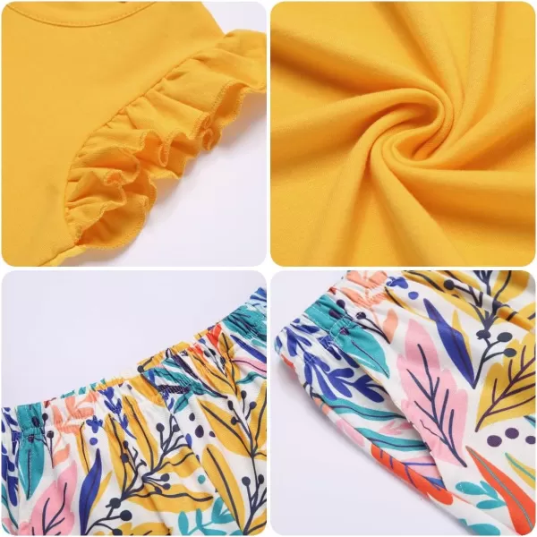 Arshiner 2 Piece Girl Clothes Outfits Spring Summer Ruffle Trim Tank Top Shirts and Pant Set with Pockets