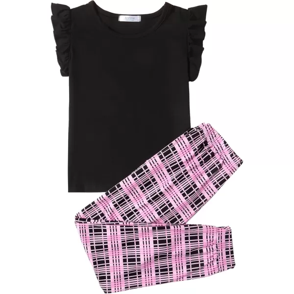 Arshiner 2 Piece Girl Clothes Outfits Spring Summer Ruffle Trim Tank Top Shirts and Pant Set with Pockets