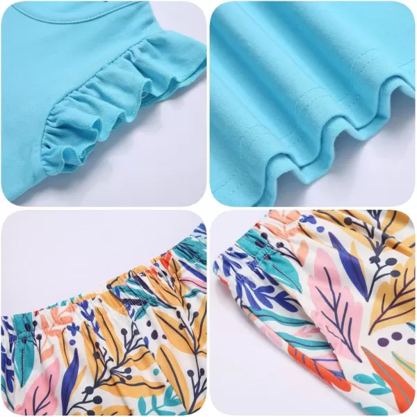 Arshiner 2 Piece Girl Clothes Outfits Spring Summer Ruffle Trim Tank Top Shirts and Pant Set with Pockets