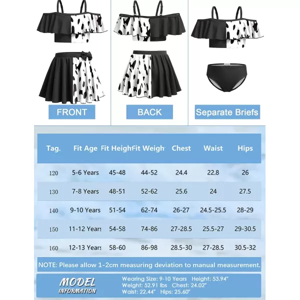 Arshiner 3 Piece Tween Girls Swimsuit Ruffle Sleeve Athletic Tankini Sport Swimwear with Swimming Skirt