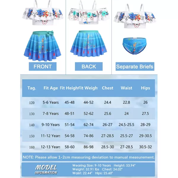Arshiner 3 Piece Tween Girls Swimsuit Ruffle Sleeve Athletic Tankini Sport Swimwear with Swimming Skirt
