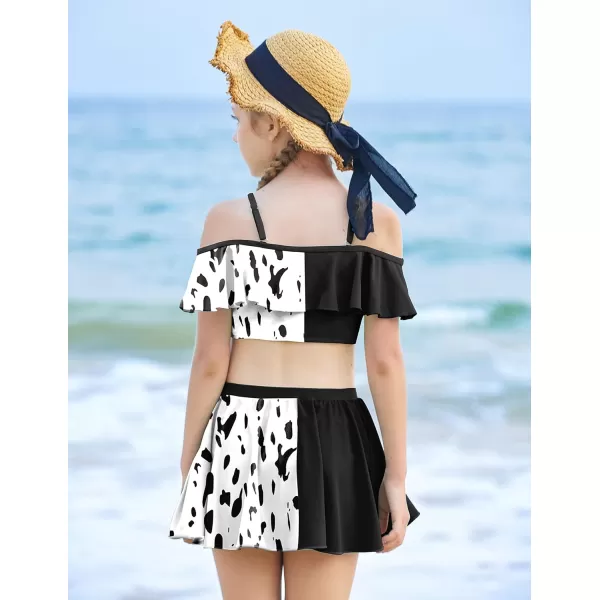 Arshiner 3 Piece Tween Girls Swimsuit Ruffle Sleeve Athletic Tankini Sport Swimwear with Swimming Skirt