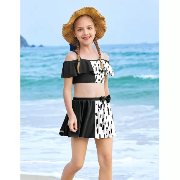 Arshiner 3 Piece Tween Girls Swimsuit Ruffle Sleeve Athletic Tankini Sport Swimwear with Swimming Skirt