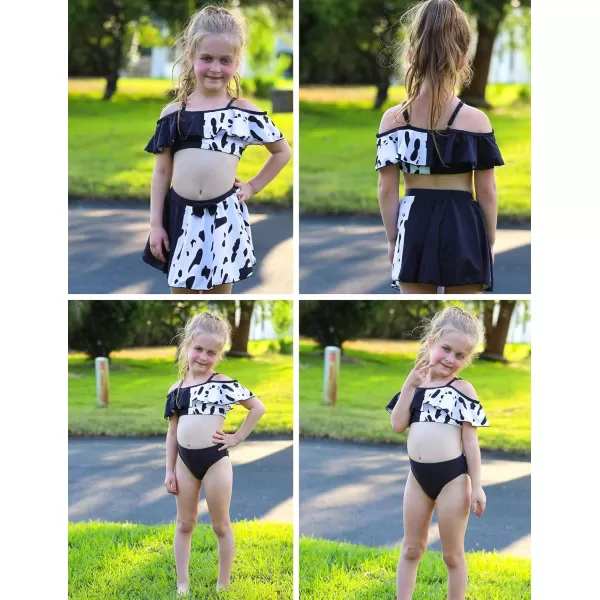 Arshiner 3 Piece Tween Girls Swimsuit Ruffle Sleeve Athletic Tankini Sport Swimwear with Swimming Skirt