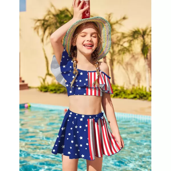 Arshiner 3 Piece Tween Girls Swimsuit Ruffle Sleeve Athletic Tankini Sport Swimwear with Swimming Skirt