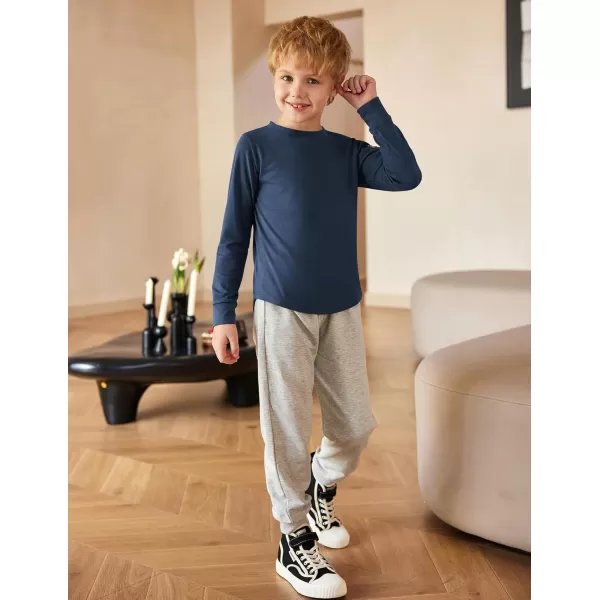 Arshiner Boy's Loose Long Sleeve Solid/Tie-Dyed Print Curve Hem T Shirt for 5-12 Years