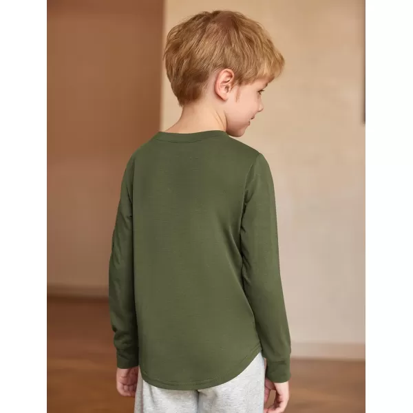 Arshiner Boy's Loose Long Sleeve Solid/Tie-Dyed Print Curve Hem T Shirt for 5-12 Years