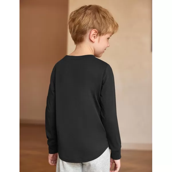 Arshiner Boy's Loose Long Sleeve Solid/Tie-Dyed Print Curve Hem T Shirt for 5-12 Years