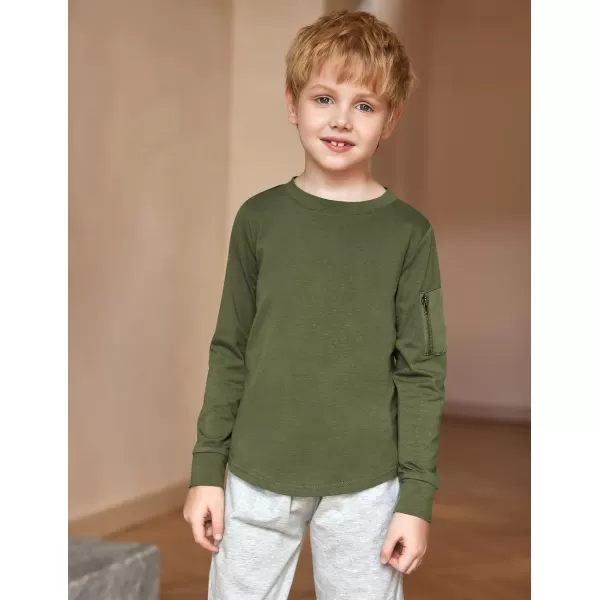 Arshiner Boy's Loose Long Sleeve Solid/Tie-Dyed Print Curve Hem T Shirt for 5-12 Years