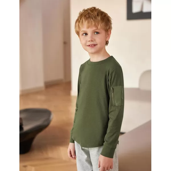 Arshiner Boy's Loose Long Sleeve Solid/Tie-Dyed Print Curve Hem T Shirt for 5-12 Years