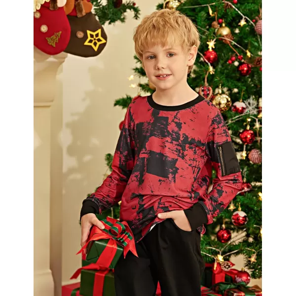 Arshiner Boy's Loose Long Sleeve Solid/Tie-Dyed Print Curve Hem T Shirt for 5-12 Years