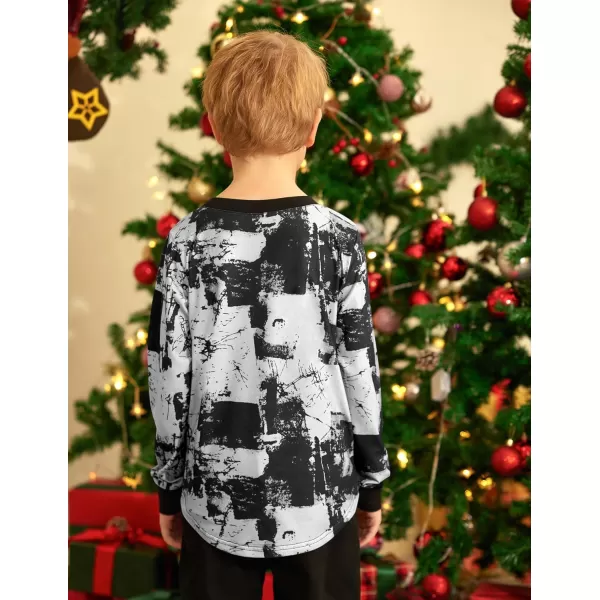 Arshiner Boy's Loose Long Sleeve Solid/Tie-Dyed Print Curve Hem T Shirt for 5-12 Years