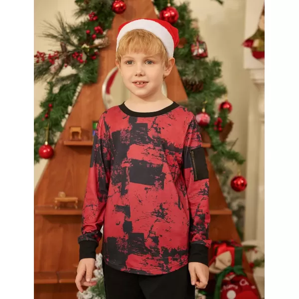 Arshiner Boy's Loose Long Sleeve Solid/Tie-Dyed Print Curve Hem T Shirt for 5-12 Years
