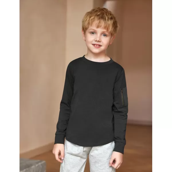 Arshiner Boy's Loose Long Sleeve Solid/Tie-Dyed Print Curve Hem T Shirt for 5-12 Years