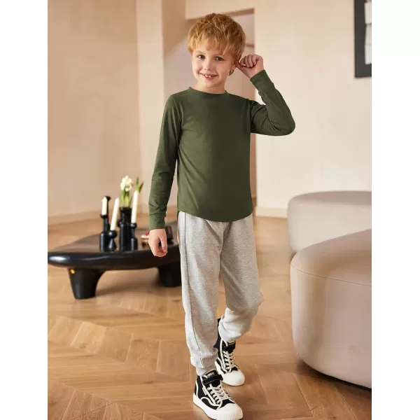 Arshiner Boy's Loose Long Sleeve Solid/Tie-Dyed Print Curve Hem T Shirt for 5-12 Years
