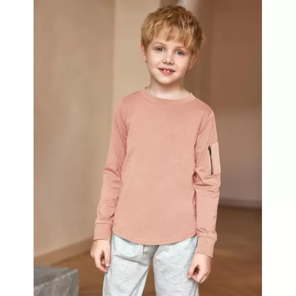 Arshiner Boy's Loose Long Sleeve Solid/Tie-Dyed Print Curve Hem T Shirt for 5-12 Years