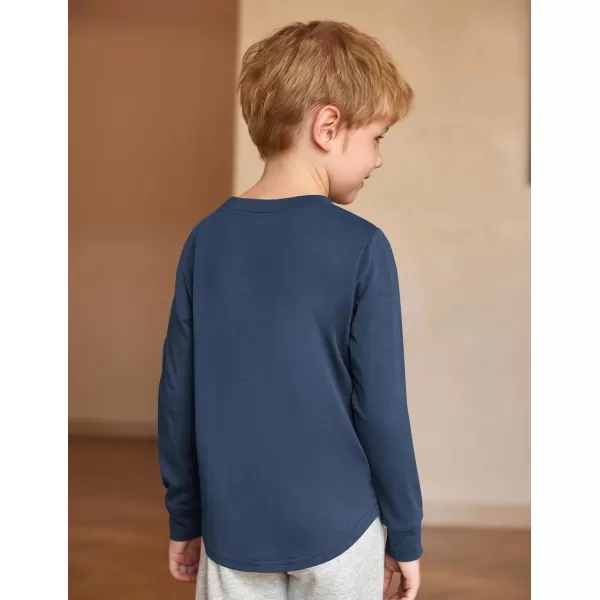 Arshiner Boy's Loose Long Sleeve Solid/Tie-Dyed Print Curve Hem T Shirt for 5-12 Years