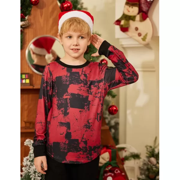 Arshiner Boy's Loose Long Sleeve Solid/Tie-Dyed Print Curve Hem T Shirt for 5-12 Years