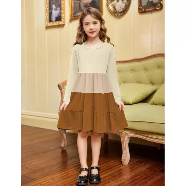Arshiner Girl Long Sleeve Dress Tiered Ruffle Swing Tunic Shirt Dress