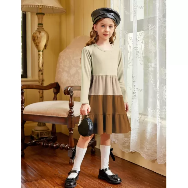 Arshiner Girl Long Sleeve Dress Tiered Ruffle Swing Tunic Shirt Dress