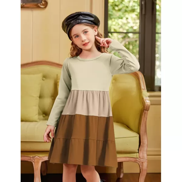 Arshiner Girl Long Sleeve Dress Tiered Ruffle Swing Tunic Shirt Dress