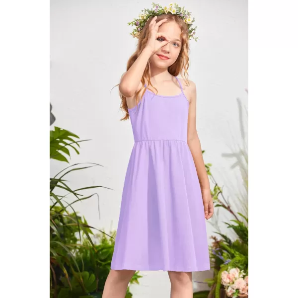 Arshiner Girl Summer Spaghetti Strap Casual Knee Length Cami Dresses for 4-12 Year