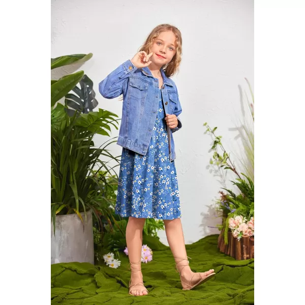 Arshiner Girl Summer Spaghetti Strap Casual Knee Length Cami Dresses for 4-12 Year